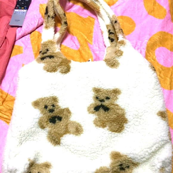 Faux shearling cartoon tote bag - Picture 1 of 4